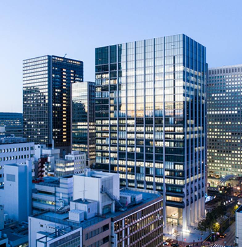 Modern buildings street.